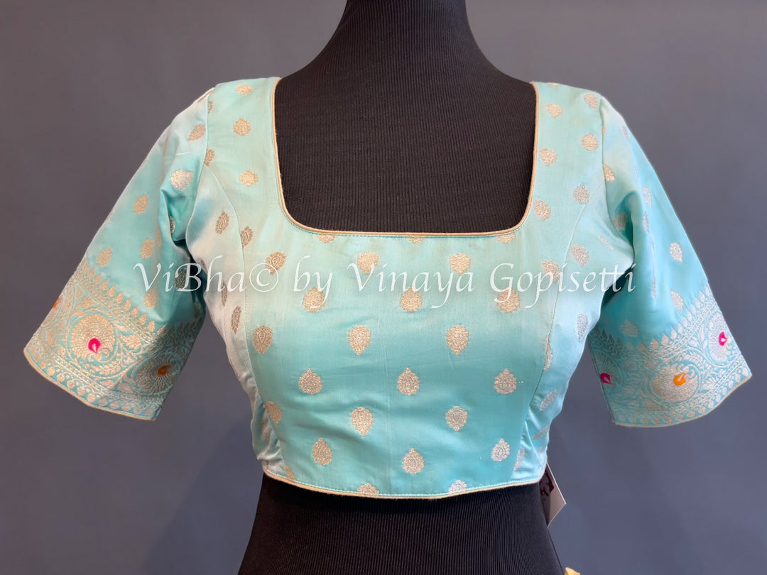 Aqua Banarasi Brocade Blouse