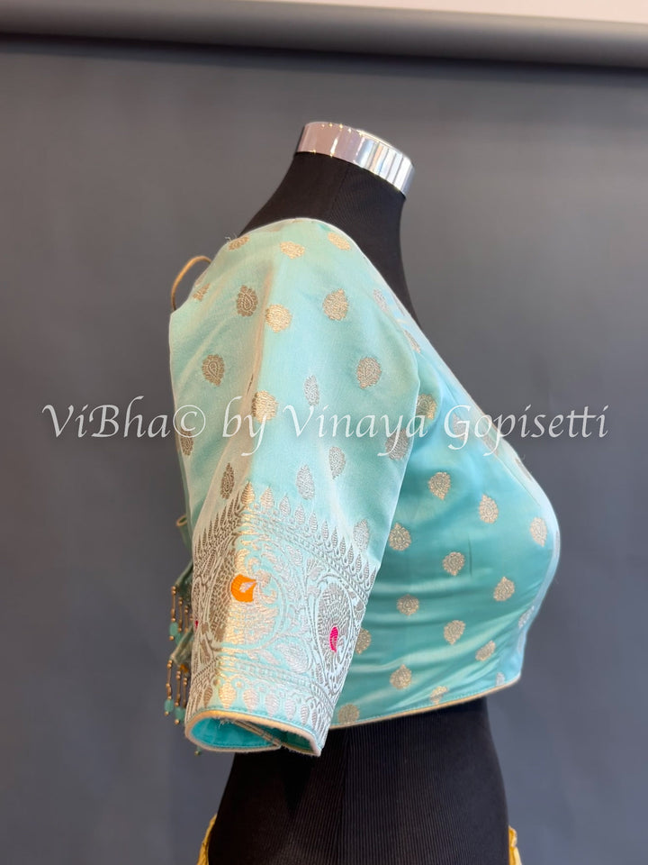 Aqua Banarasi Brocade Blouse