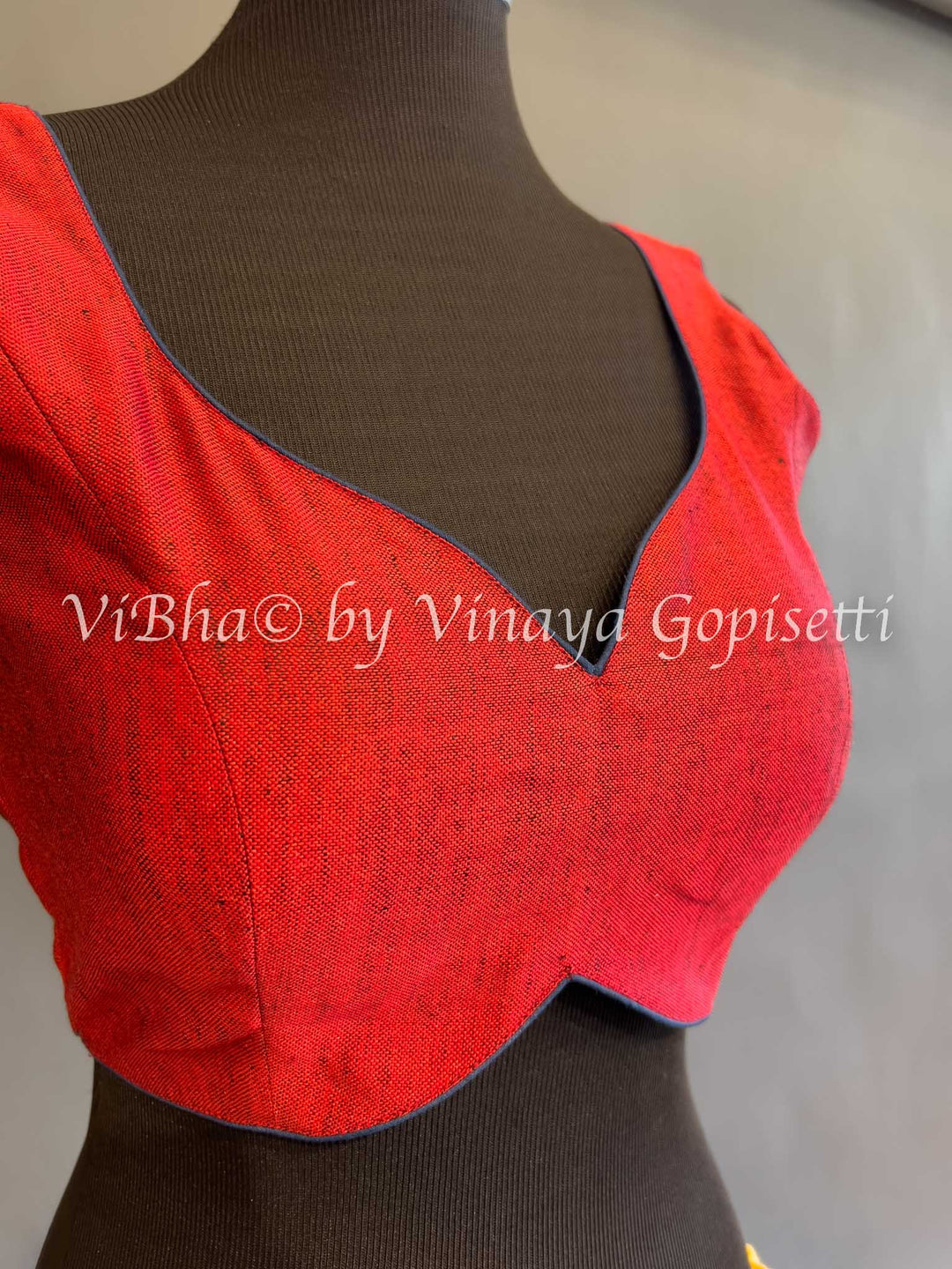 Red Linen Sleeveless Blouse