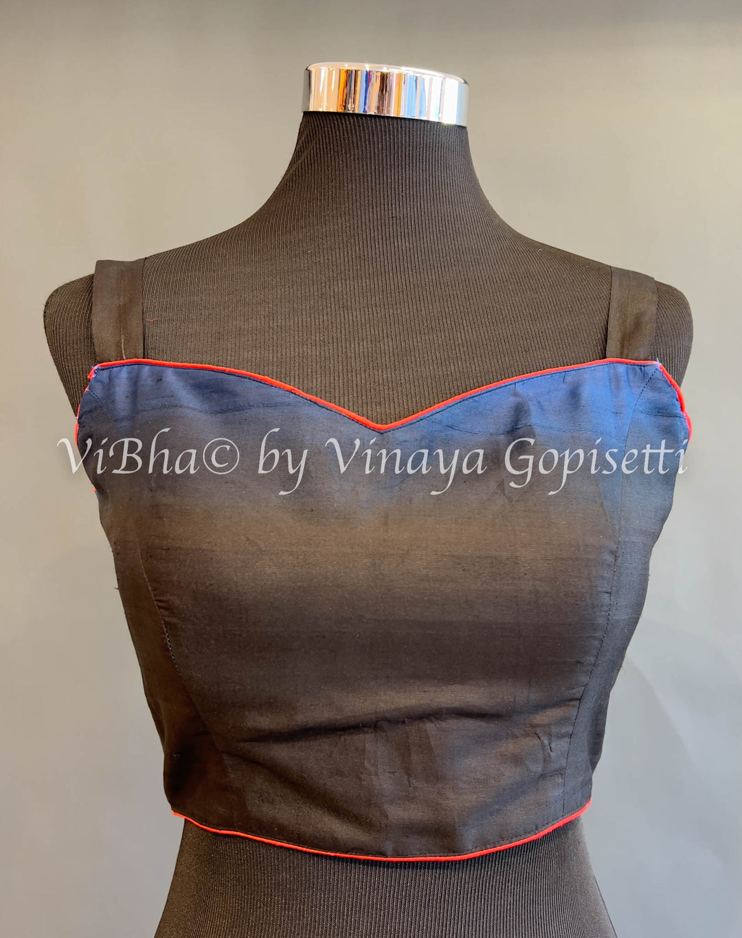 Blue And Black Soft Silk Blouse