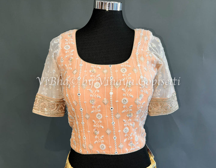 Peach Chikankari Blouse