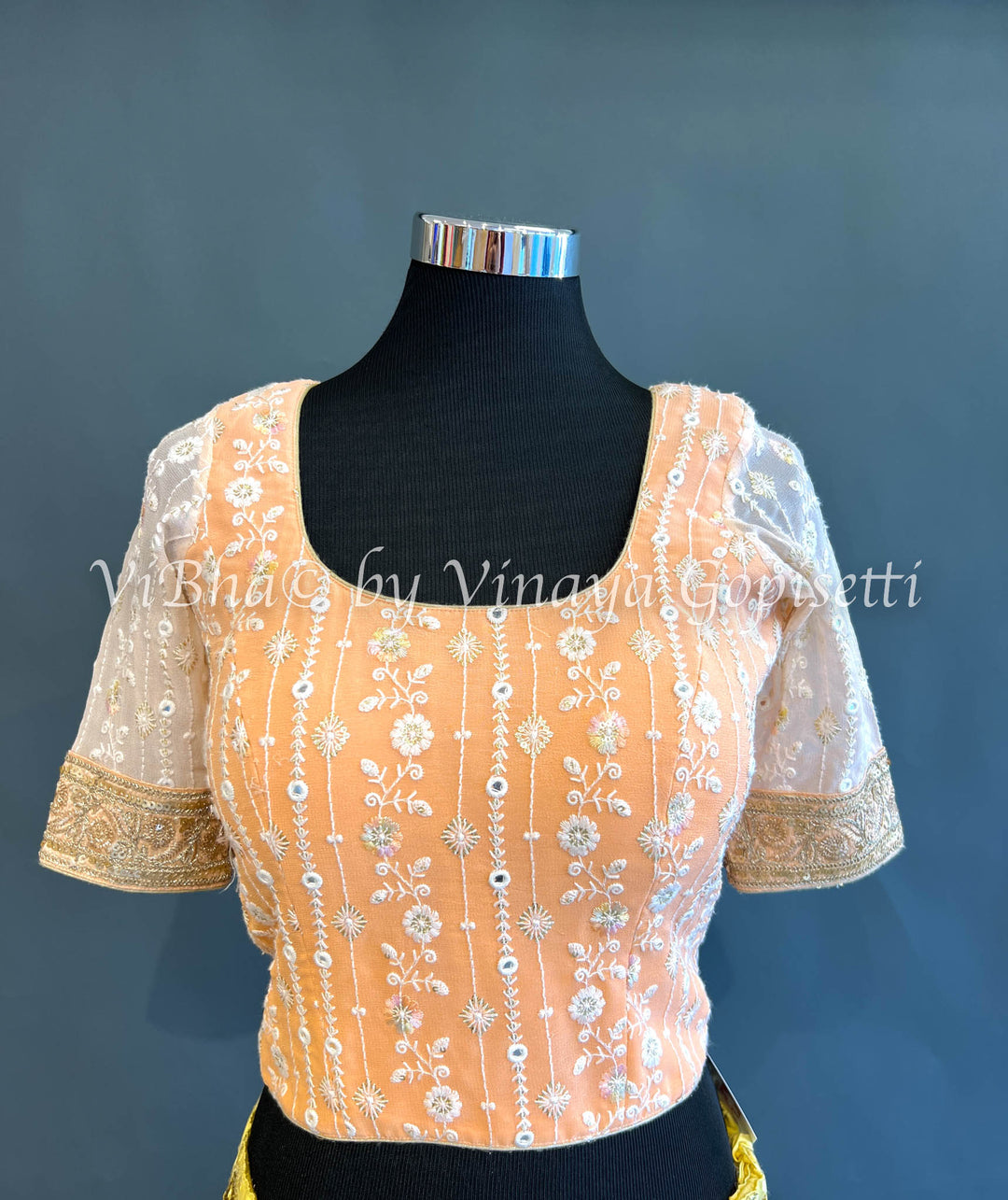 Peach Chikankari Blouse