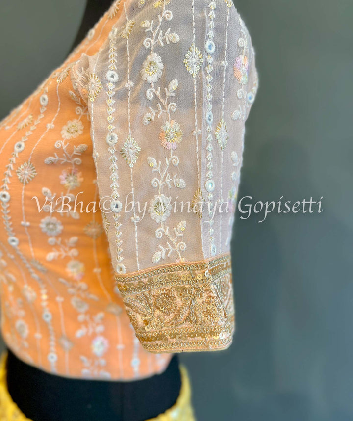 Peach Chikankari Blouse