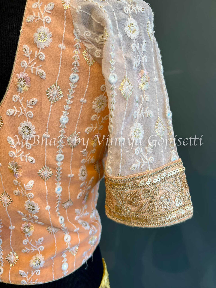 Peach Chikankari Blouse