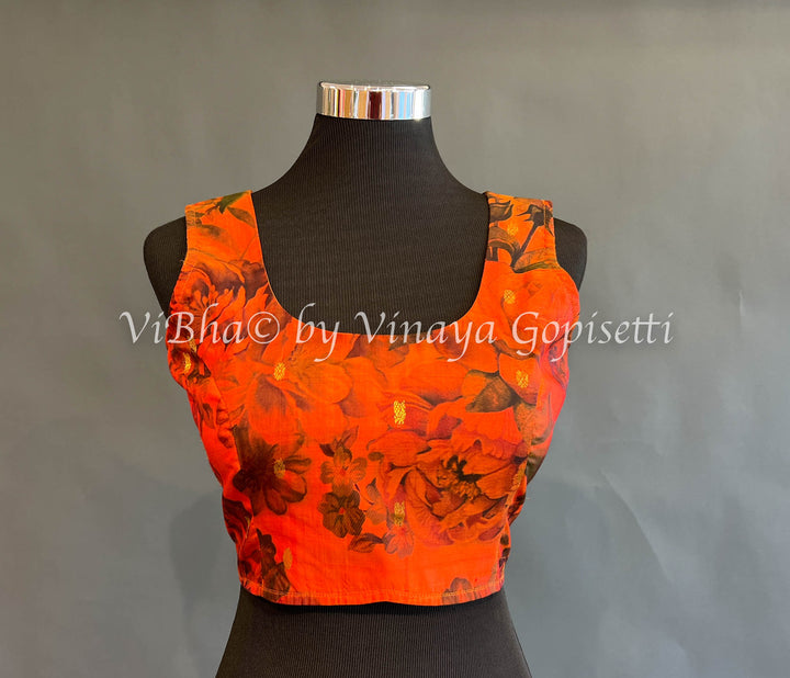 Floral Print Kanchi silk Blouse