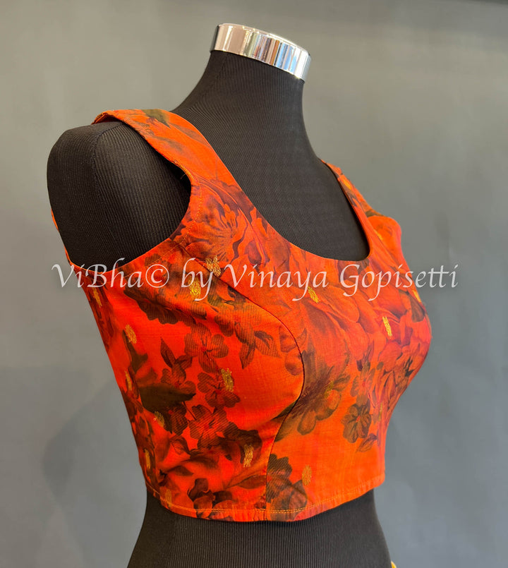 Floral Print Kanchi silk Blouse