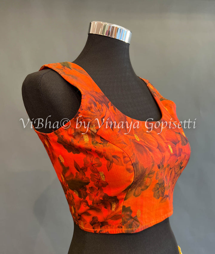 Floral Print Kanchi silk Blouse