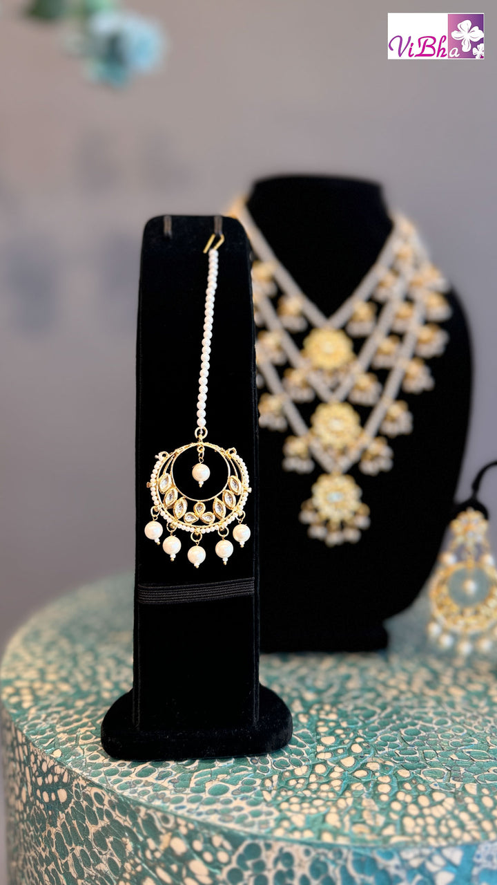 Pearl Kundan Polki Satlada Style Set