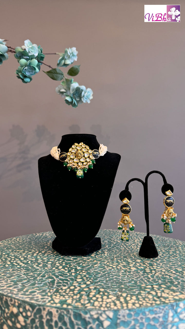 Sabyasachi Inspired Jaguar Choker And Earrings Set