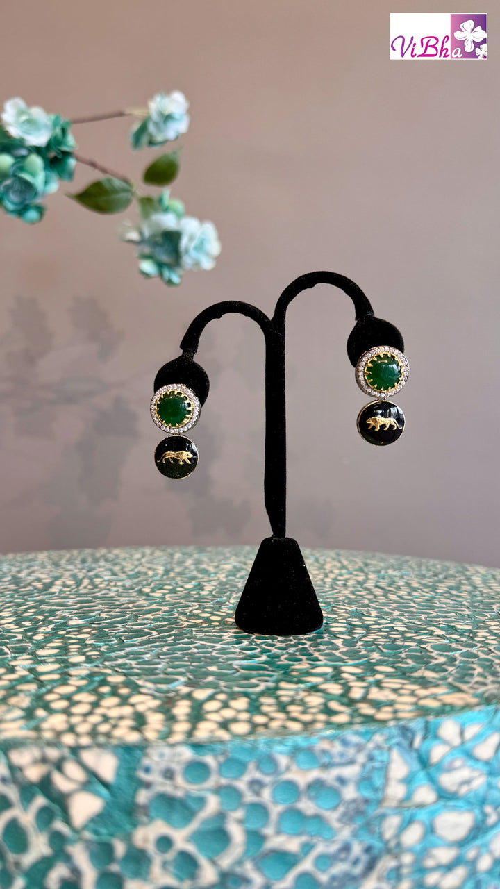 Sabya Inspired Jaguar Emerald Stud