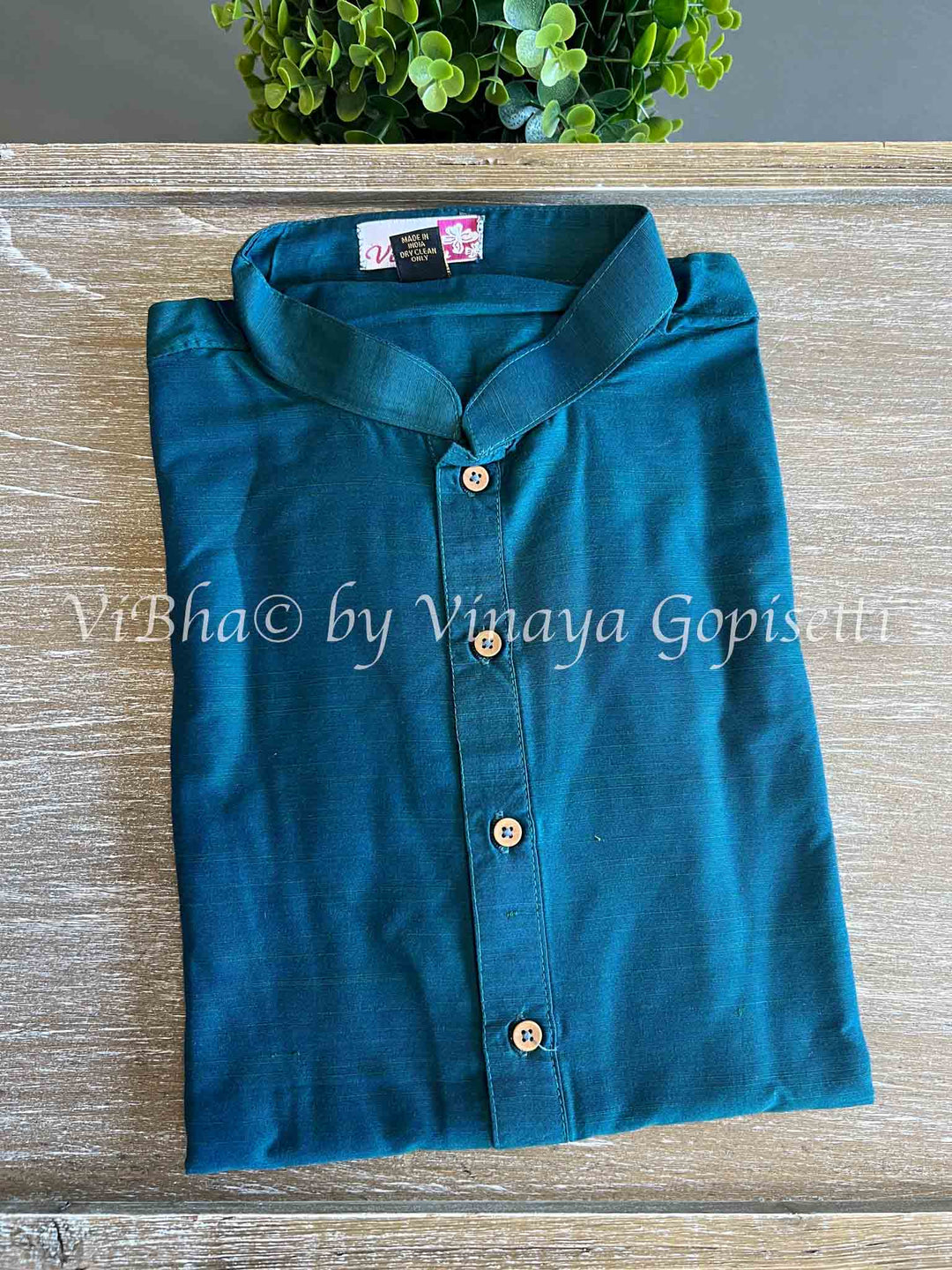 Teal Blue Plain Kurta