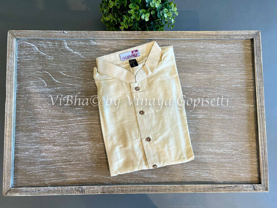 Off White Plain Silk Kurta