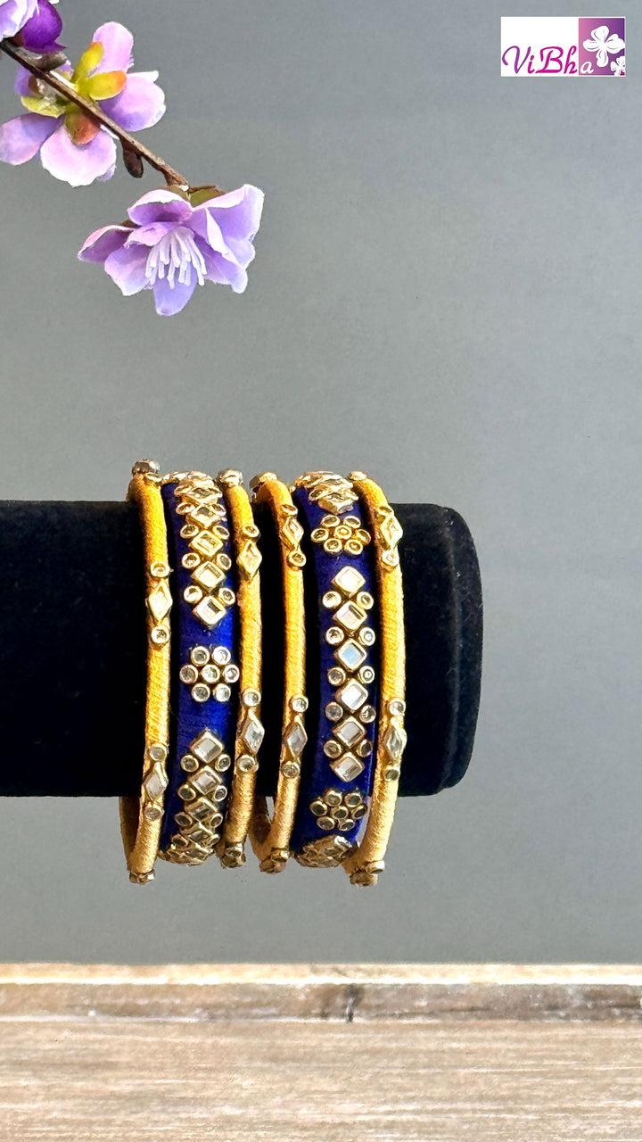 Kundan Silk Thread Bangle Set