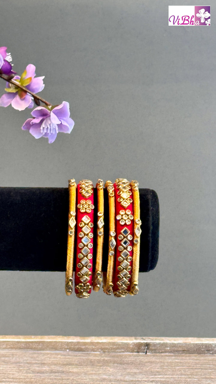 Kundan Silk Thread Bangle Set