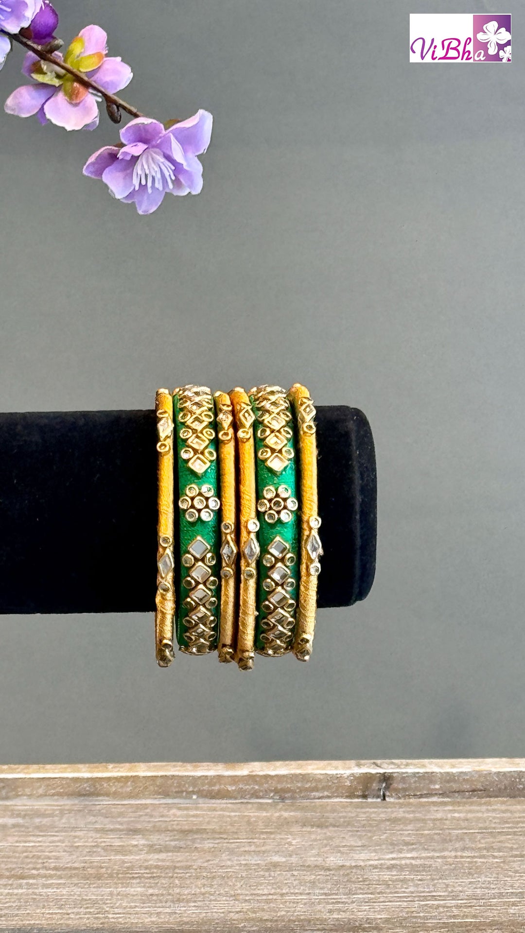 Kundan Silk Thread Bangle Set