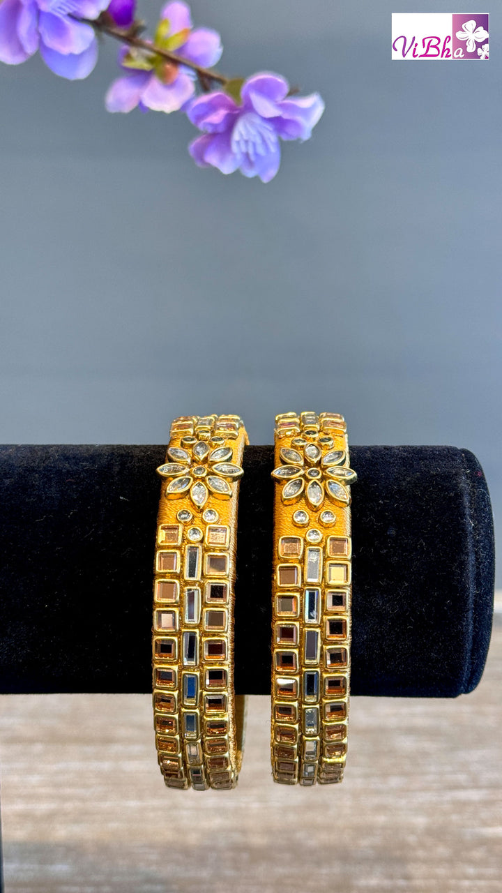 Silk Thread Kundan Bangle Pair