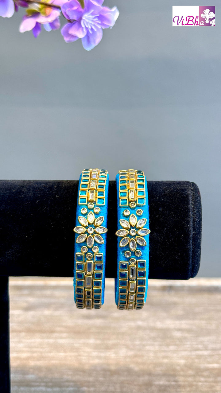 Silk Thread Kundan Bangle Pair