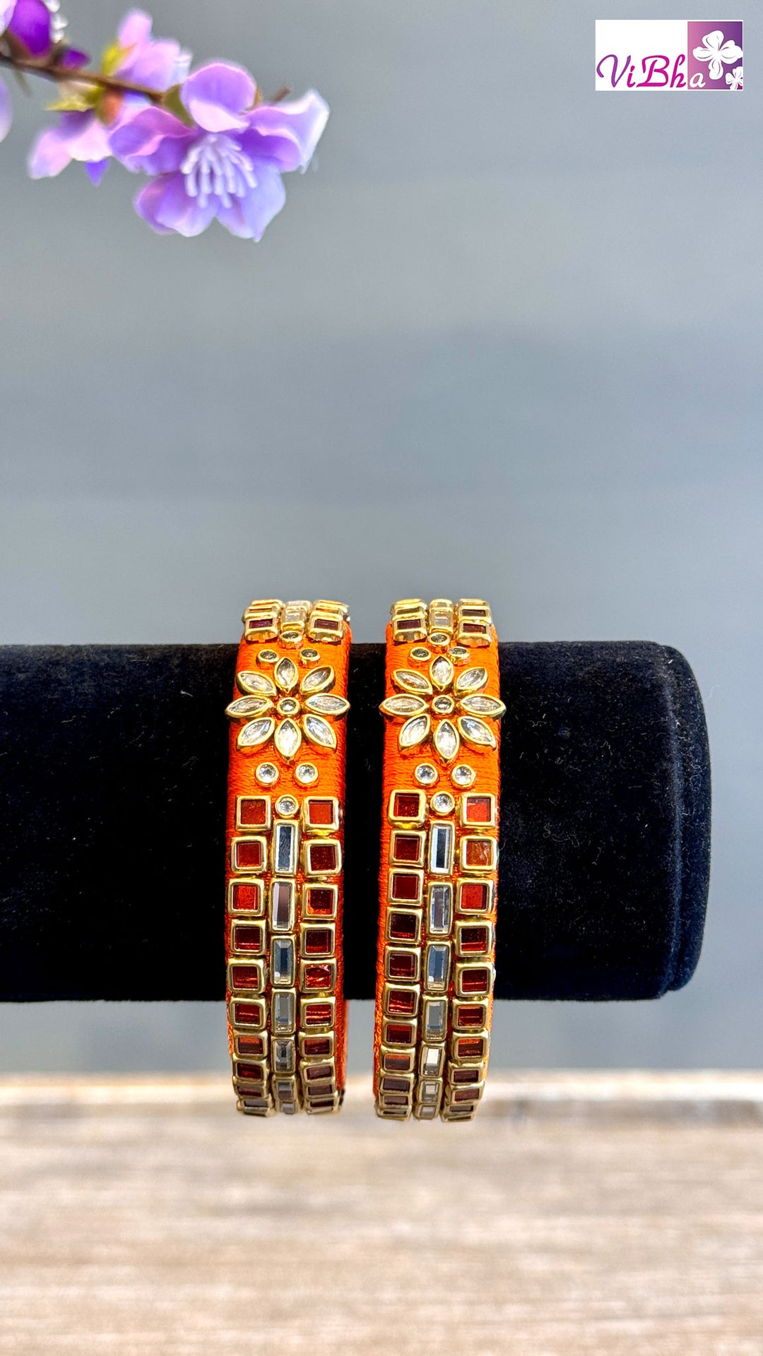 Silk Thread Kundan Bangle Pair