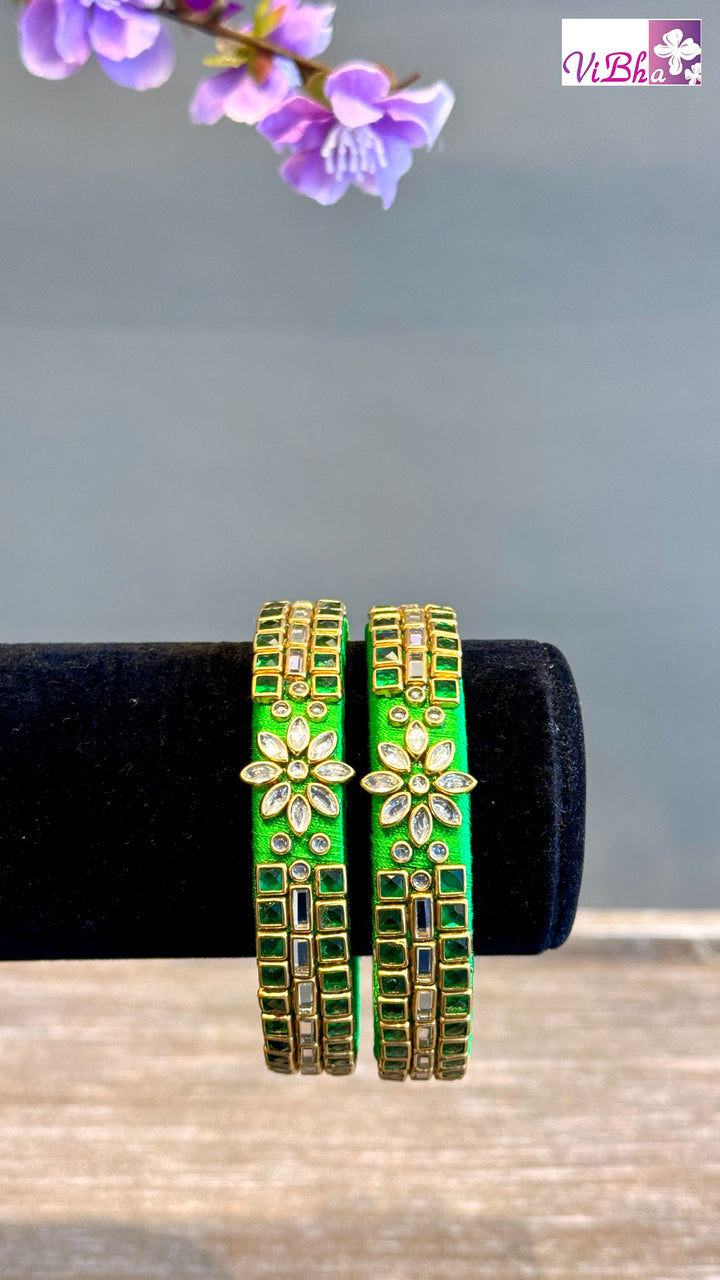 Silk Thread Kundan Bangle Pair