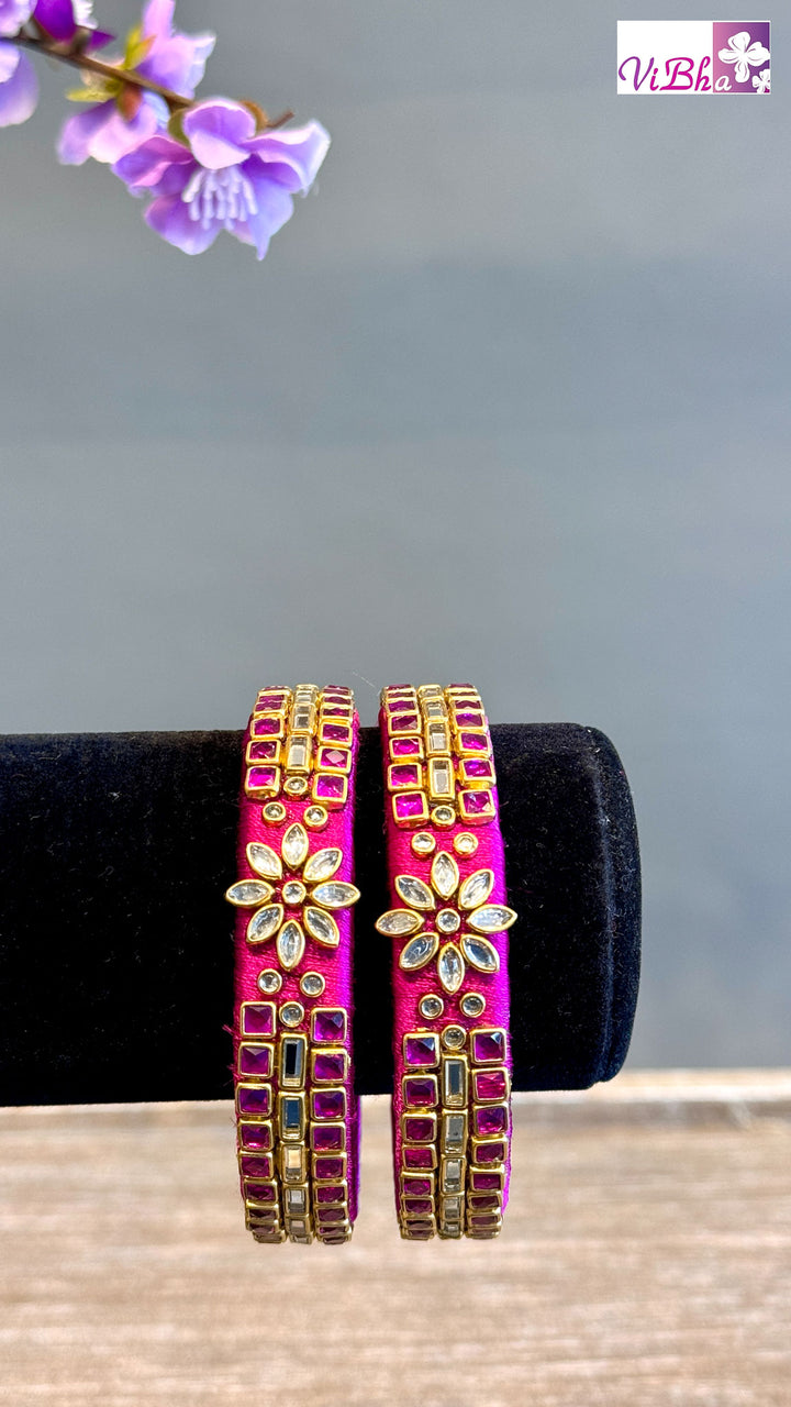 Silk Thread Kundan Bangle Pair