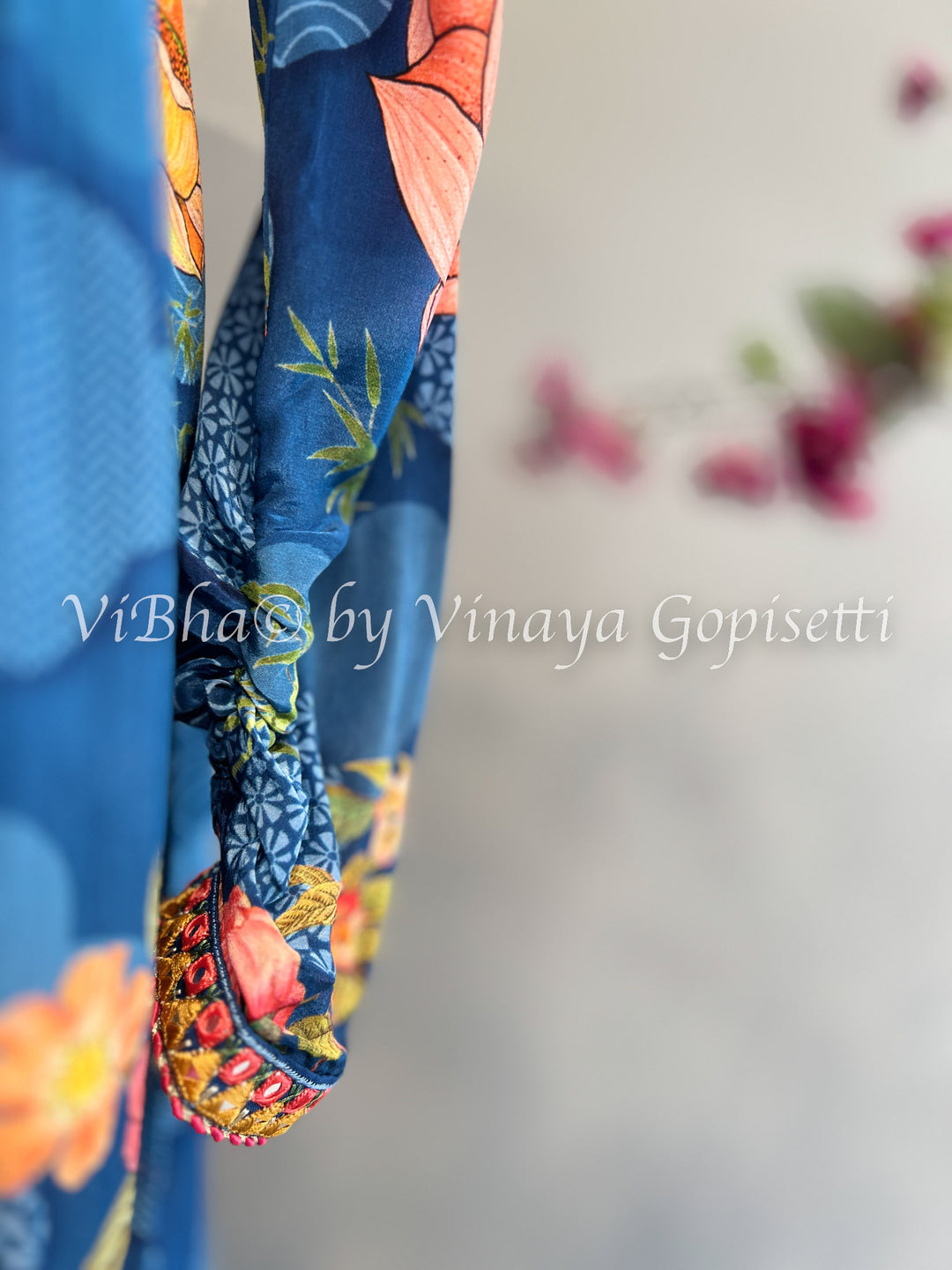 Blue Floral Print Alia Cut Kurta Set