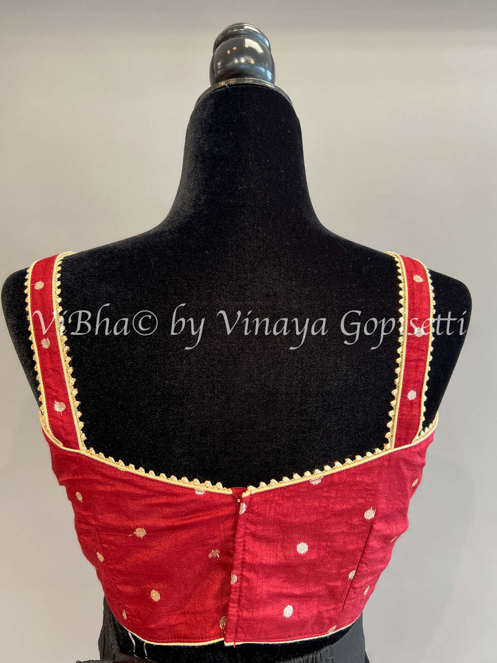 Maroon Red Sharara Set With Gold Dupatta