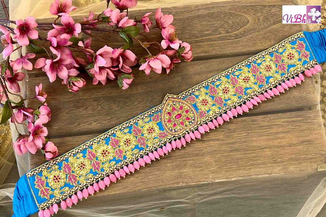 Accessories & Jewelry - Blue Hand Embroidered Waist Belt