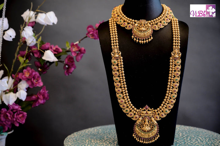 Accessories & Jewelry - Lakshmi Long Necklace Bridal Temple Jewellery- Long