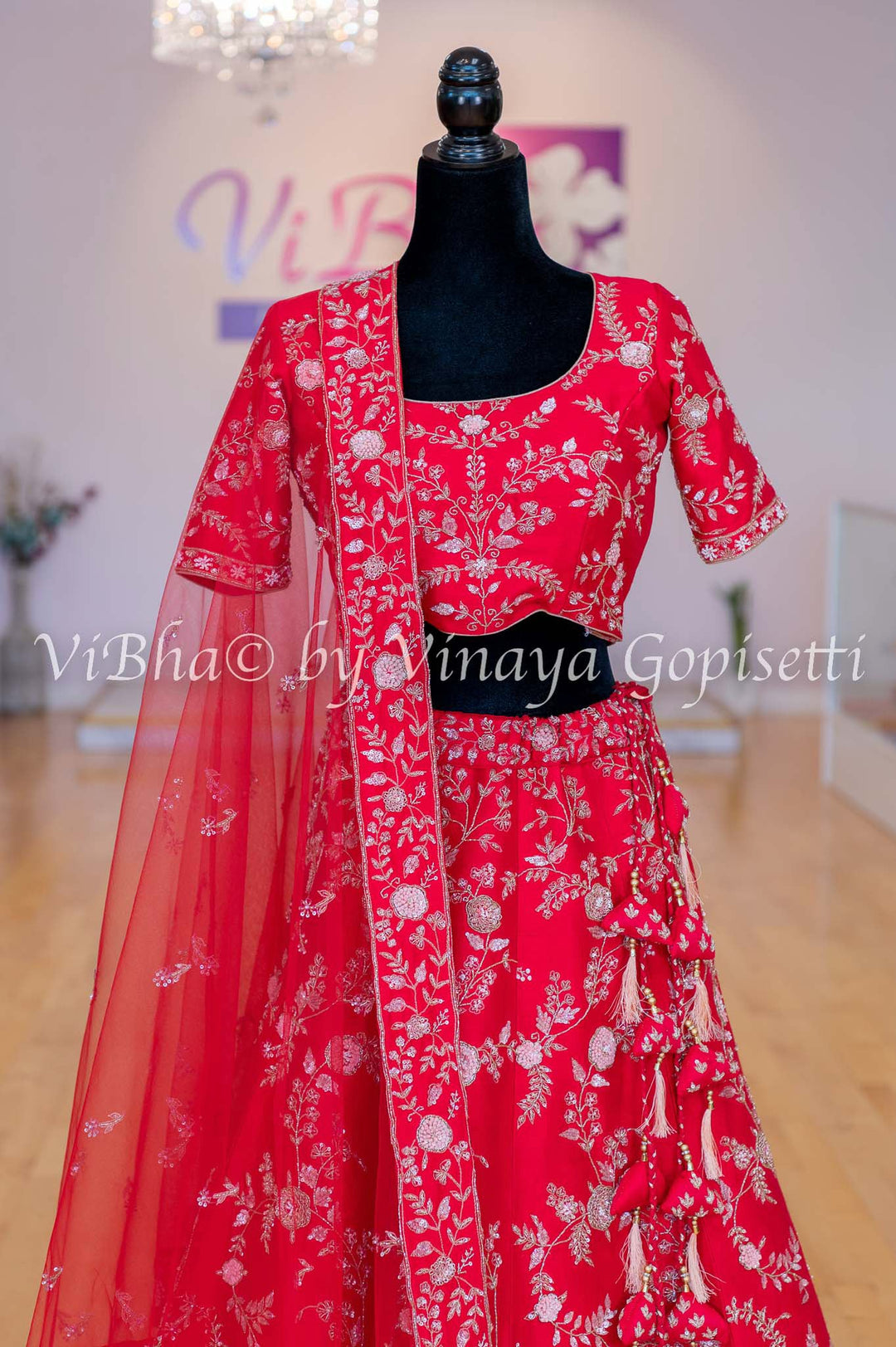 Accessories & Jewelry - Scarlet Red Raw Silk Lehenga Blouse With Heavy Resham And Zardosi Embroidery