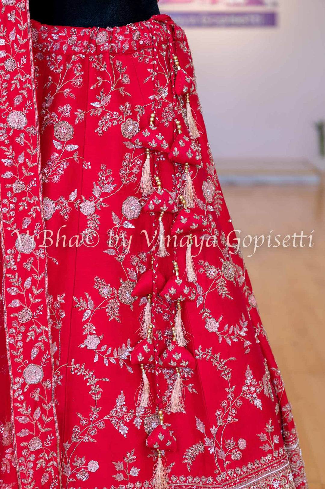 Accessories & Jewelry - Scarlet Red Raw Silk Lehenga Blouse With Heavy Resham And Zardosi Embroidery