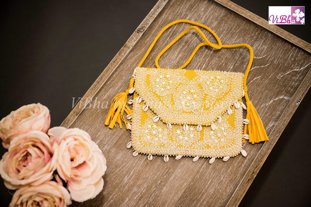 Accessories & Jewelry - Yellow Shell Embroidered Clutch