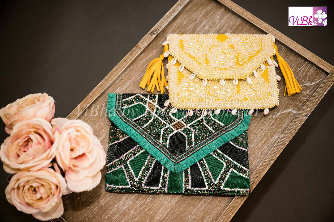 Accessories & Jewelry - Yellow Shell Embroidered Clutch