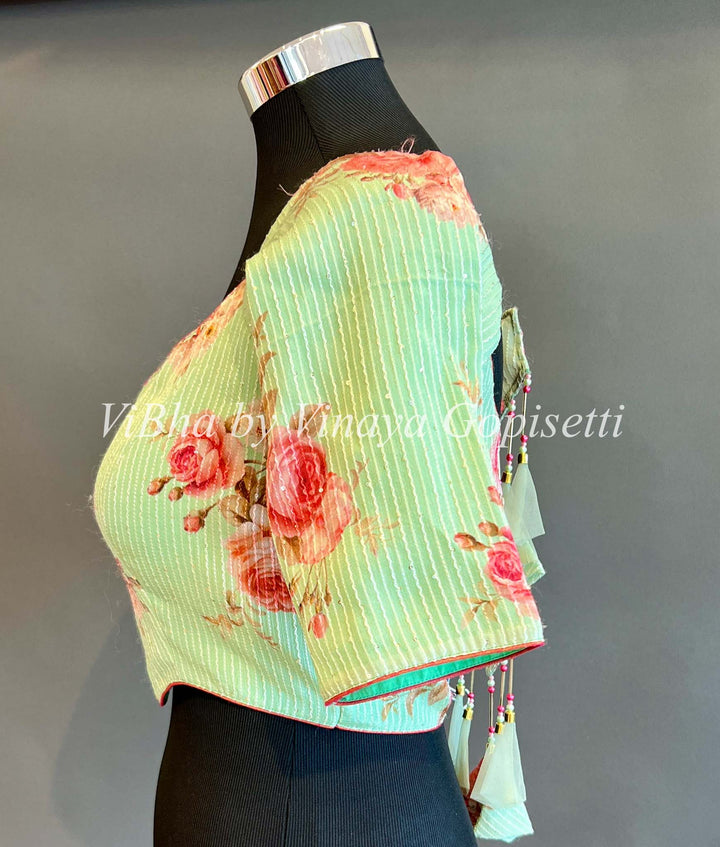 Blouses - Green Floral Blouse