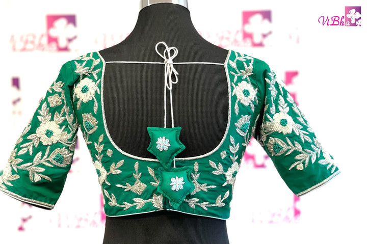 Blouses - Green Hand Embroidered Blouse