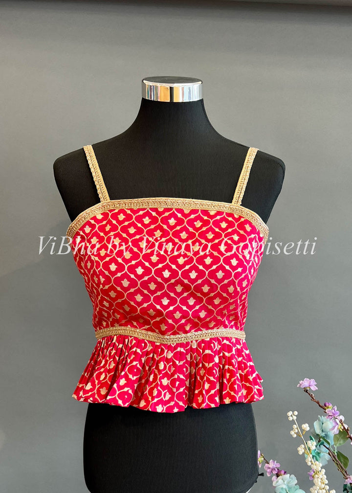 Blouses - Pink And Golden Fancy Blouse