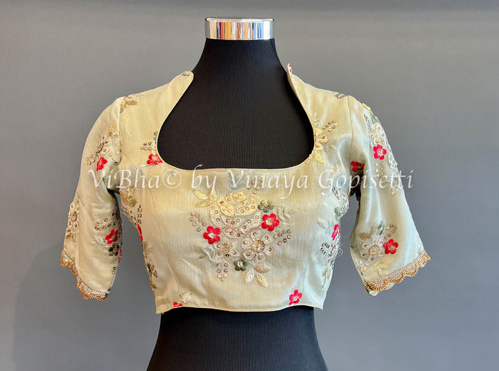 Blouses - Sage Green Embroidered Blouse