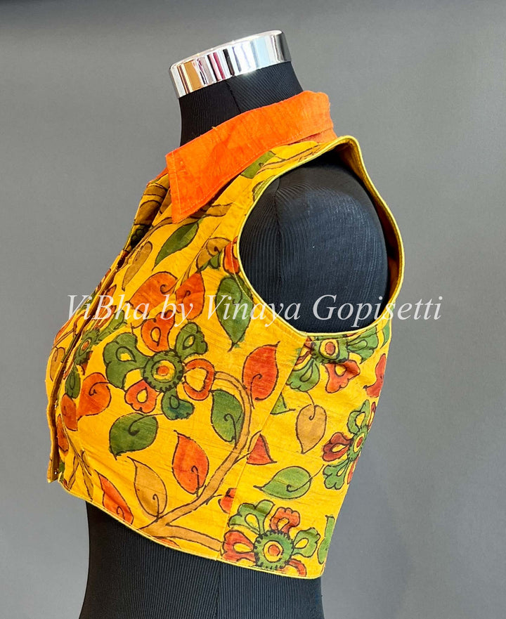 Blouses - Yellow Kalamkari Blouse