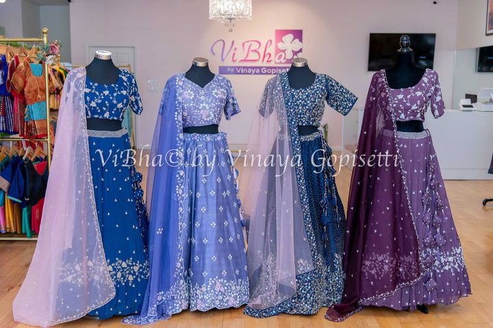 Bridal Lehengas - Dark Mauve And Burgundy Pearl Embroidery Lehenga Set