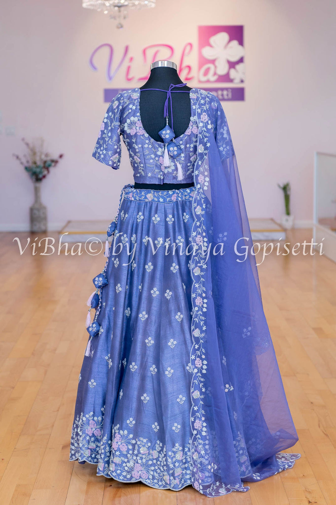 Bridal Lehengas - Lilac Pearl And Zardosi Embroidery Lehenga Set