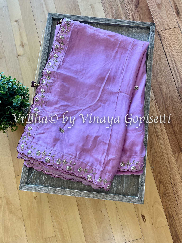 Designer Sarees - Onion Pink And Burgandy Shinori Silk Saree