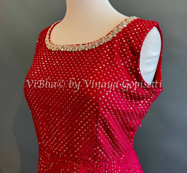 Designer Suits - Raspberry Sharara Set