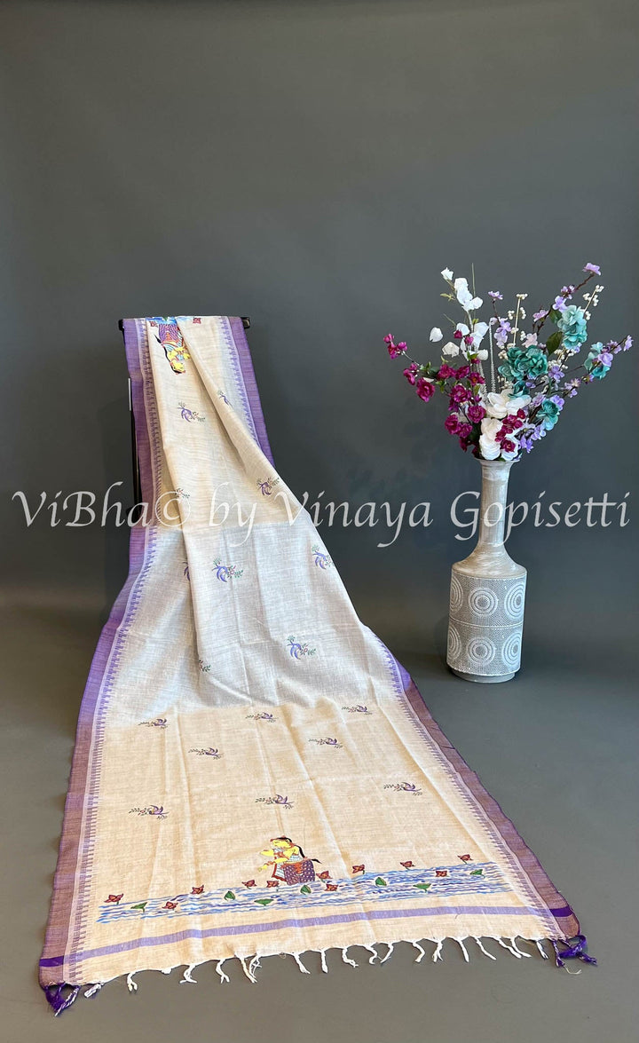 Dupatta - Hand Paint Khadi Cotton Dupatta