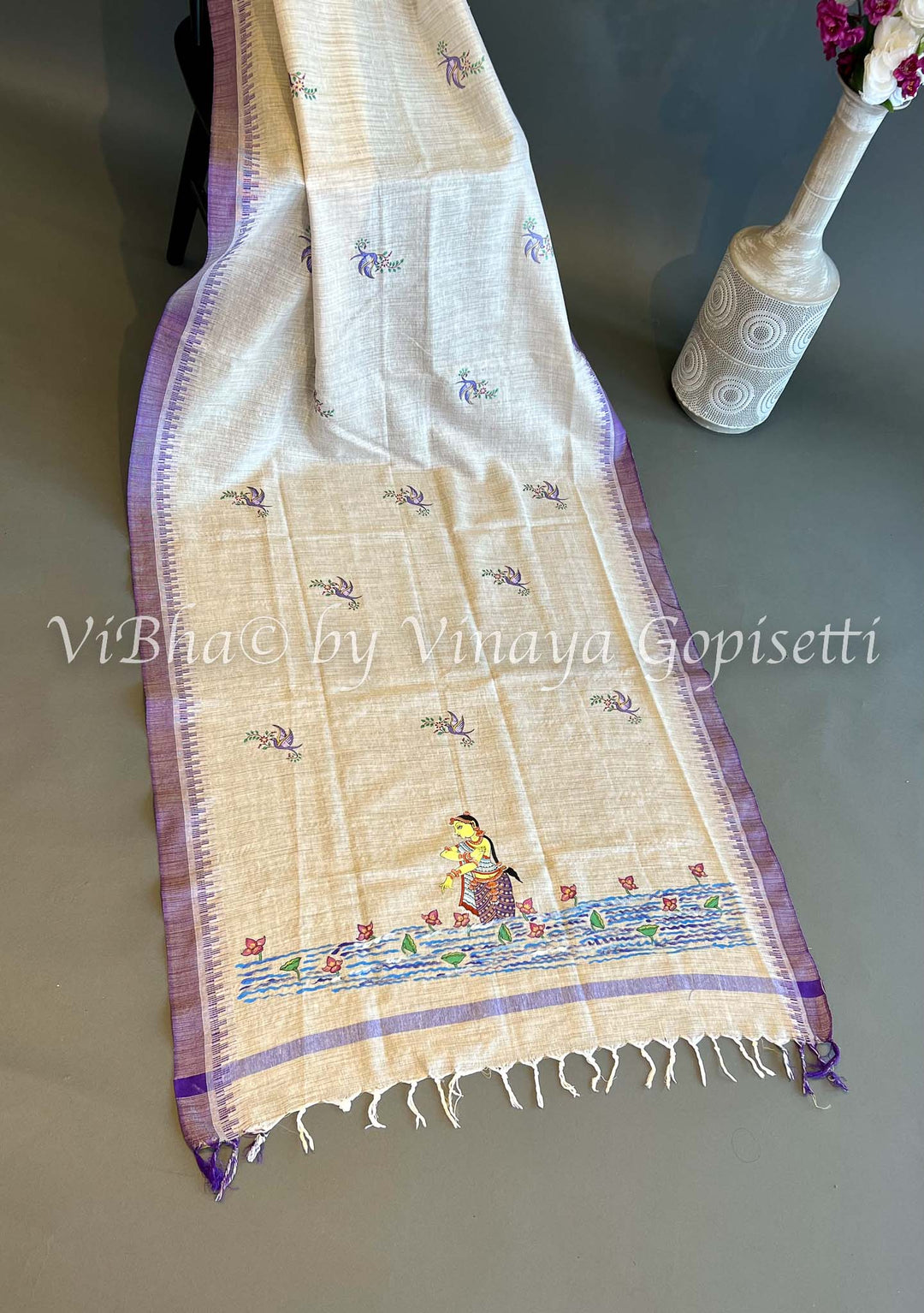 Dupatta - Hand Paint Khadi Cotton Dupatta