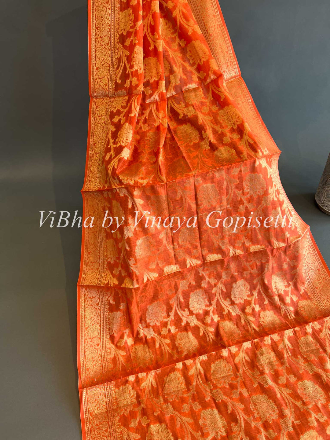 Dupatta - Orange Benares Silk Dupatta