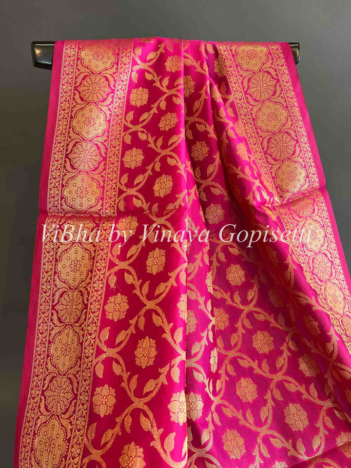 Dupatta - Pink Benares Silk Dupatta