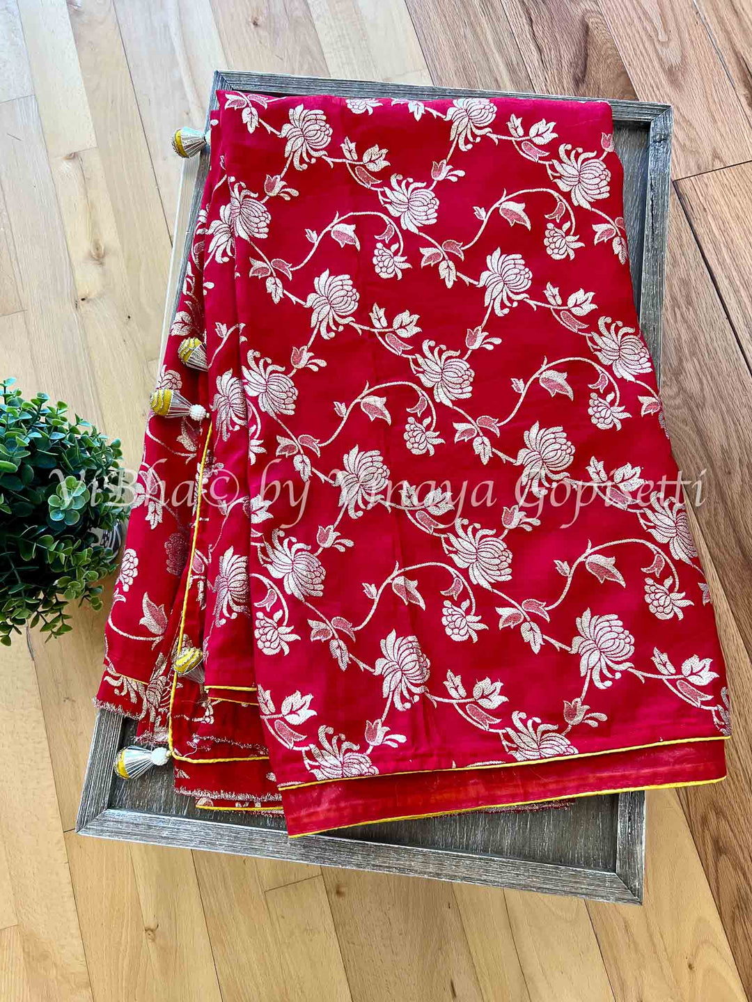 Fancy Saree - Red & Yellow Dola Silk Saree