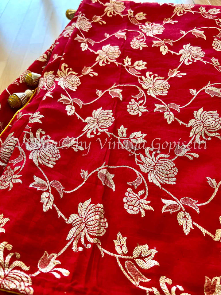 Fancy Saree - Red & Yellow Dola Silk Saree