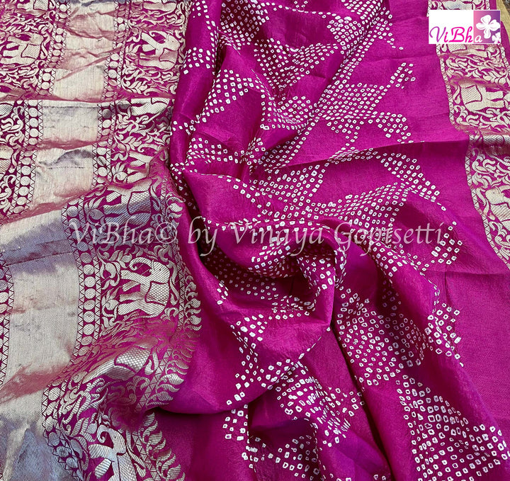 KanchiBandhni Sarees - Magenta Pink Kanchi Bandhni