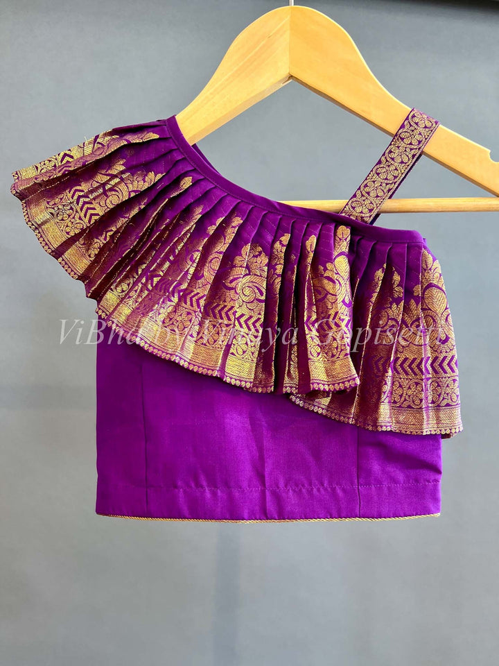 Kids Wear - Burgundy Kanchi Silk Skirt And Top