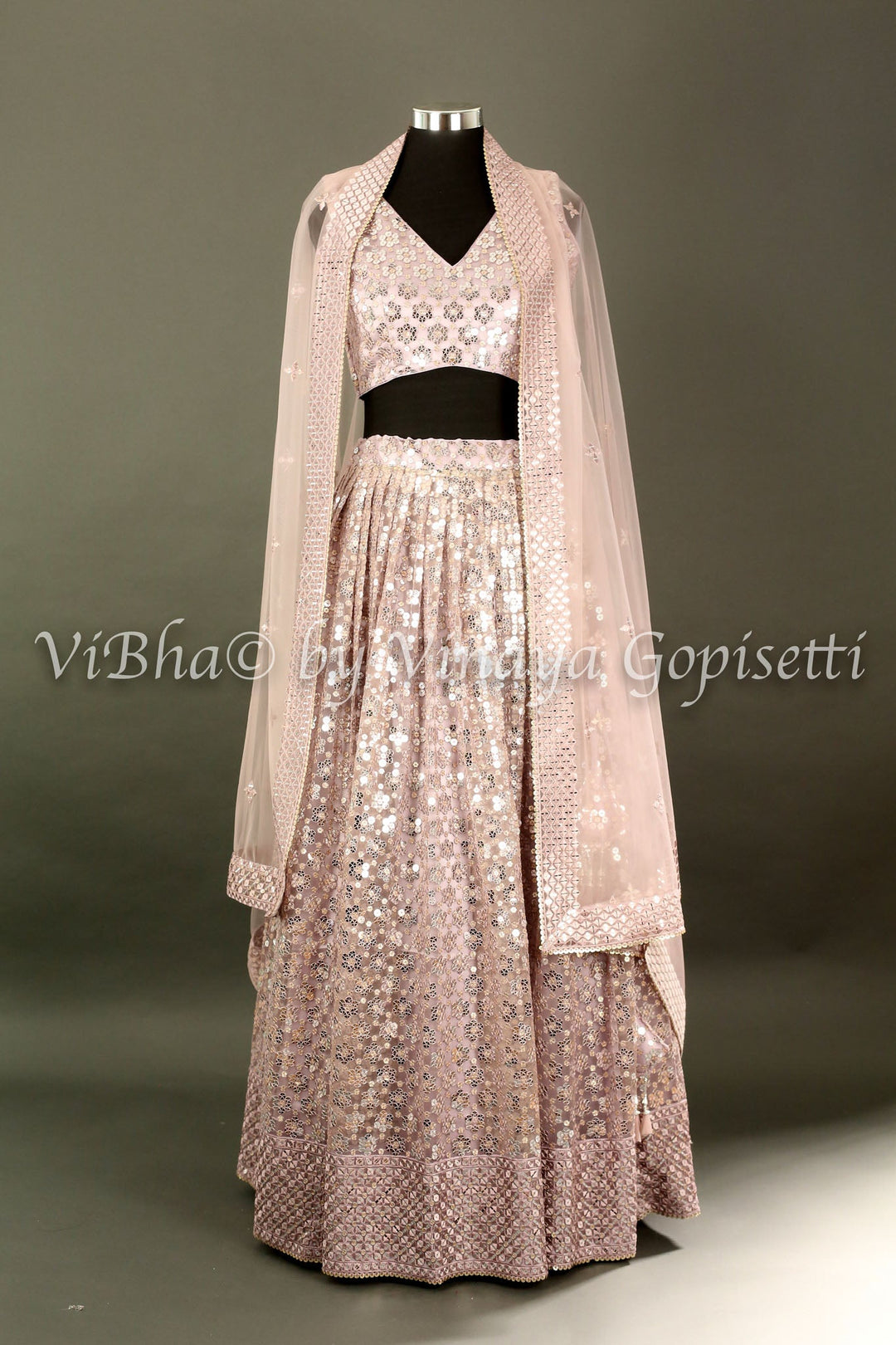 Lehengas - Blush Pink Sheen Lehenga